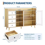 COZONY 55 Meuble de Rangement Buffet de Ferme, Bahut de Cuisine en Bois avec Portes Vitrées et Étagères Réglables, Grande Station de Bar à Café
