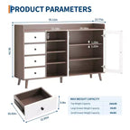 COZONY 55 Meuble de Rangement Buffet de Ferme, Bahut de Cuisine en Bois avec Portes Vitrées et Étagères Réglables, Grande Station de Bar à Café