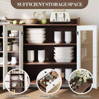 COZONY 55 Meuble de Rangement Buffet de Ferme, Bahut de Cuisine en Bois avec Portes Vitrées et Étagères Réglables, Grande Station de Bar à Café
