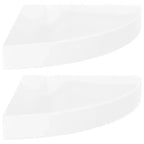 Lot de 2 étagères d'angle en MDF alvéolé blanc brillant, métal