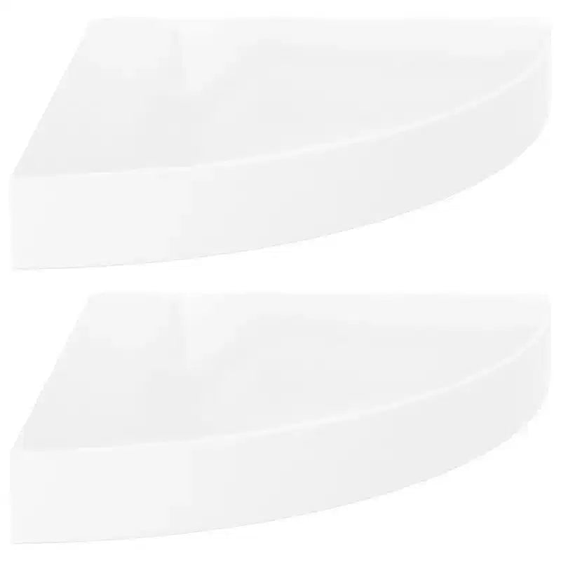 Lot de 2 étagères d'angle en MDF alvéolé blanc brillant, métal