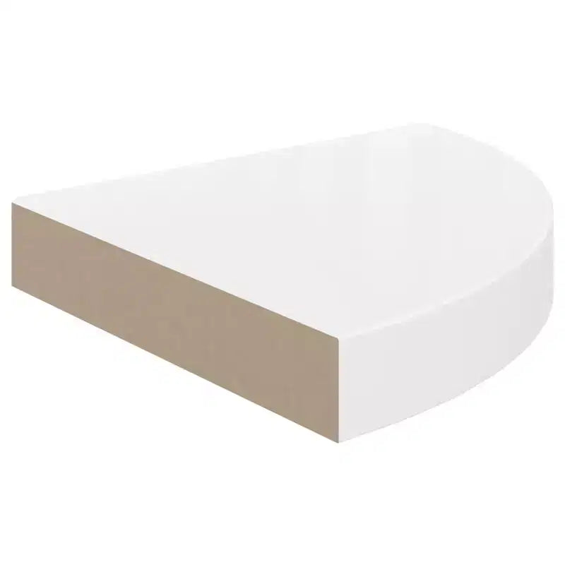 Lot de 2 étagères d'angle en MDF alvéolé blanc brillant, métal