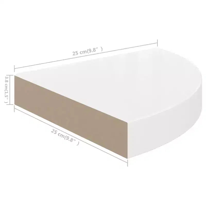 Lot de 2 étagères d'angle en MDF alvéolé blanc brillant, métal