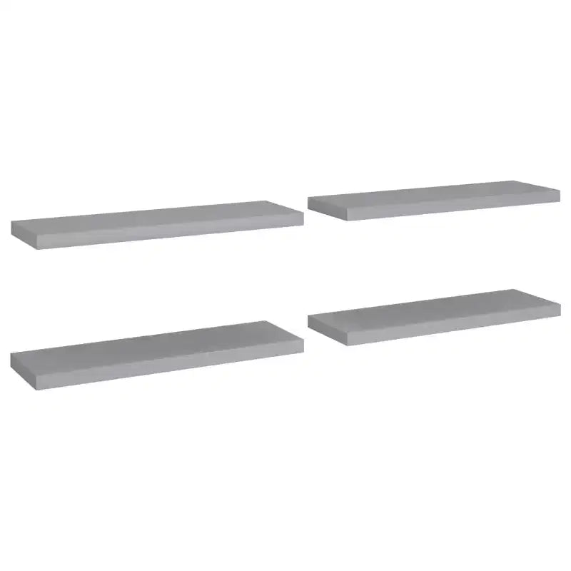Étagère murale, lot de 4, gris, nid d'abeille, MDF, métal, 80 x 23,6 cm