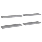 Étagère murale, lot de 4, gris, nid d'abeille, MDF, métal, 80 x 23,6 cm