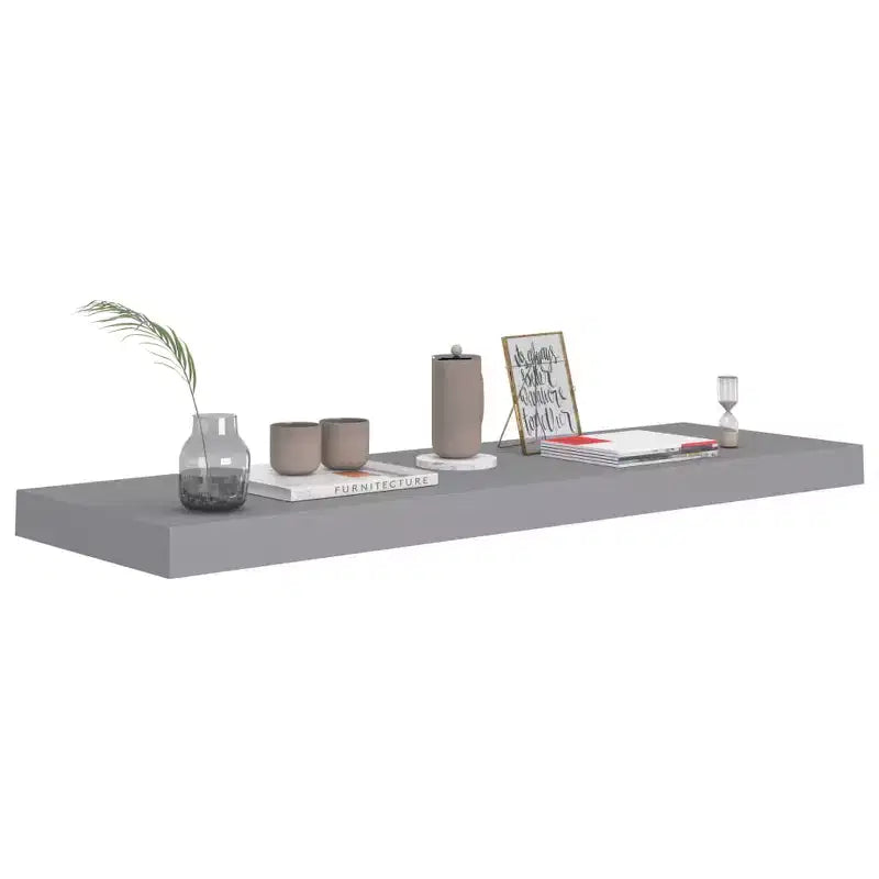 Étagère murale, lot de 4, gris, nid d'abeille, MDF, métal, 80 x 23,6 cm