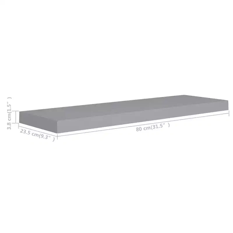 Étagère murale, lot de 4, gris, nid d'abeille, MDF, métal, 80 x 23,6 cm