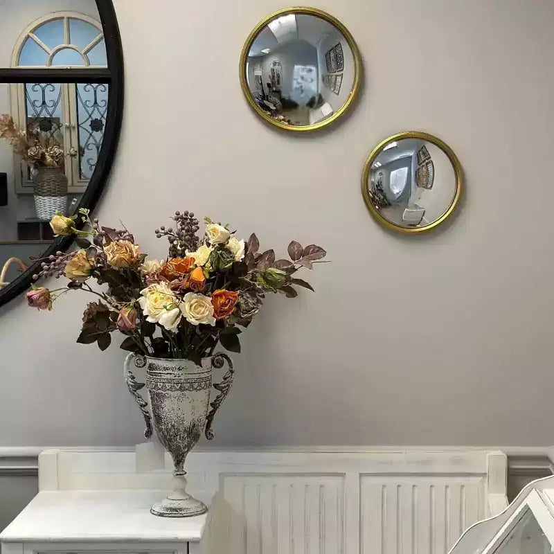 Miroir Convexe Doré Slickblue 10-12, Cadre Métallique, Accent Décoratif Mural pour Salon ou Entrée, Petit ou Moyen