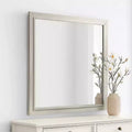 Royal Hampton Dresser Mirror, Subtle Antique White Rubberwood, Square 40 Inch
