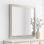 Royal Hampton Dresser Mirror, Subtle Antique White Rubberwood, Square 40 Inch