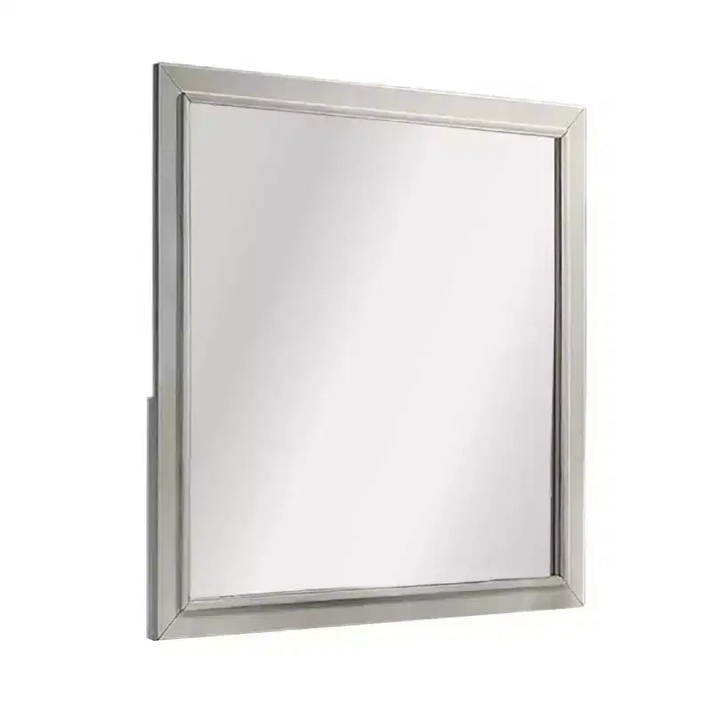 Miroir de Commode Royal Hampton, Bois d'Hévéa Blanc Antique Subtil, Carré 40 Pouces