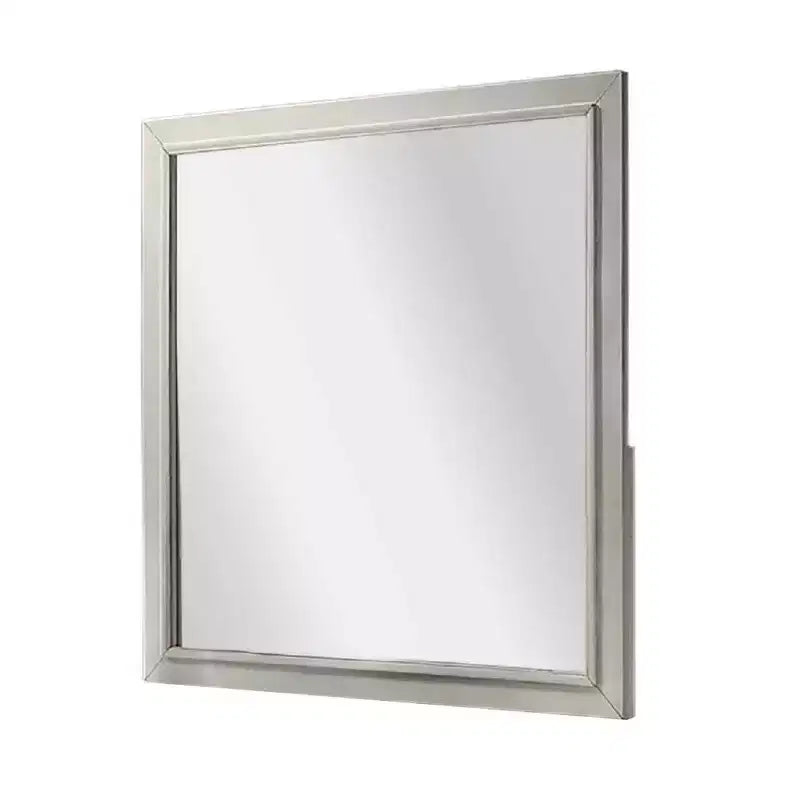 Miroir de Commode Royal Hampton, Bois d'Hévéa Blanc Antique Subtil, Carré 40 Pouces