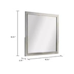 Miroir de Commode Royal Hampton, Bois d'Hévéa Blanc Antique Subtil, Carré 40 Pouces