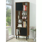HomeStock 71.0999999999999 H. Black Manufactured wood Vertical Bookshelves 5 with Tier Shelves