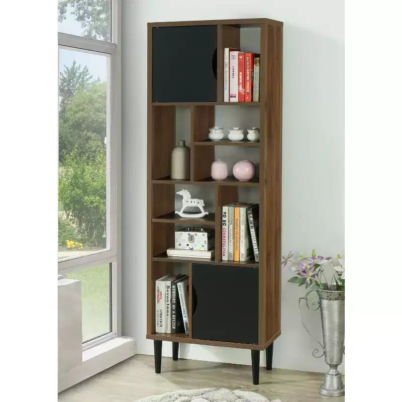HomeStock 71.0999999999999 H. Black Manufactured wood Vertical Bookshelves 5 with Tier Shelves
