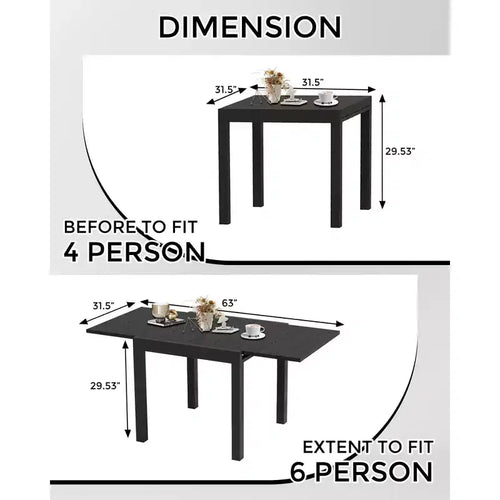 Table à manger extensible en aluminium, fer et bois, effet grain de boisTable à manger rectangulaire extensible pour porche, jardin, balcon
