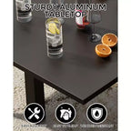 Table à manger extensible en aluminium, fer et bois, effet grain de boisTable à manger rectangulaire extensible pour porche, jardin, balcon