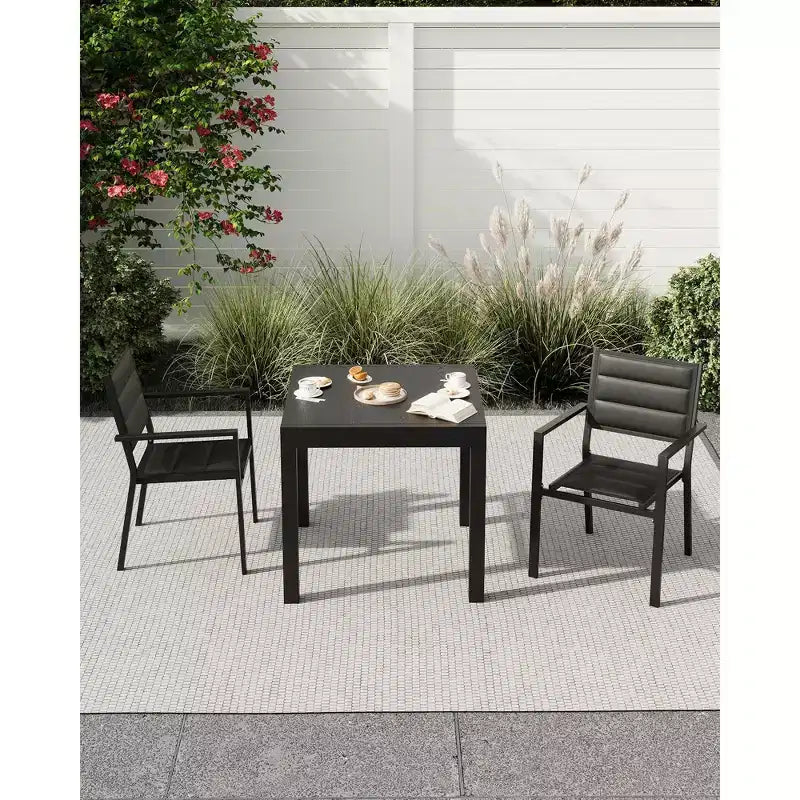 Table à manger extensible en aluminium, fer et bois, effet grain de boisTable à manger rectangulaire extensible pour porche, jardin, balcon