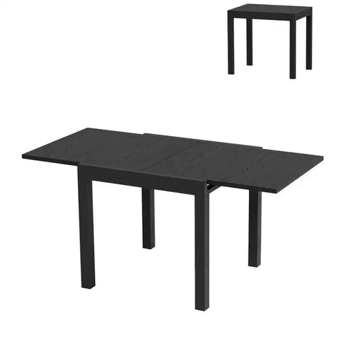 Aluminum Iron Plate Wood Grain Extendable Dining TableExpandable Rectangular Dining Table for Porch Backyard Balcony