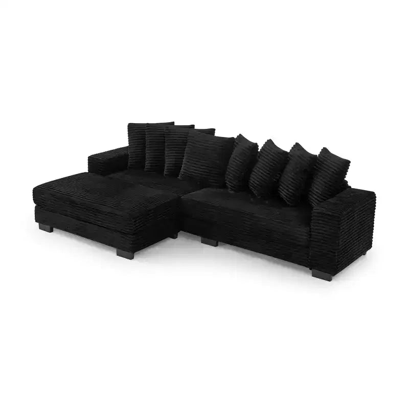 Canapé sectionnel convertible EHMKNP en velours côtelé, canapé modulaire en forme de L avec pouf