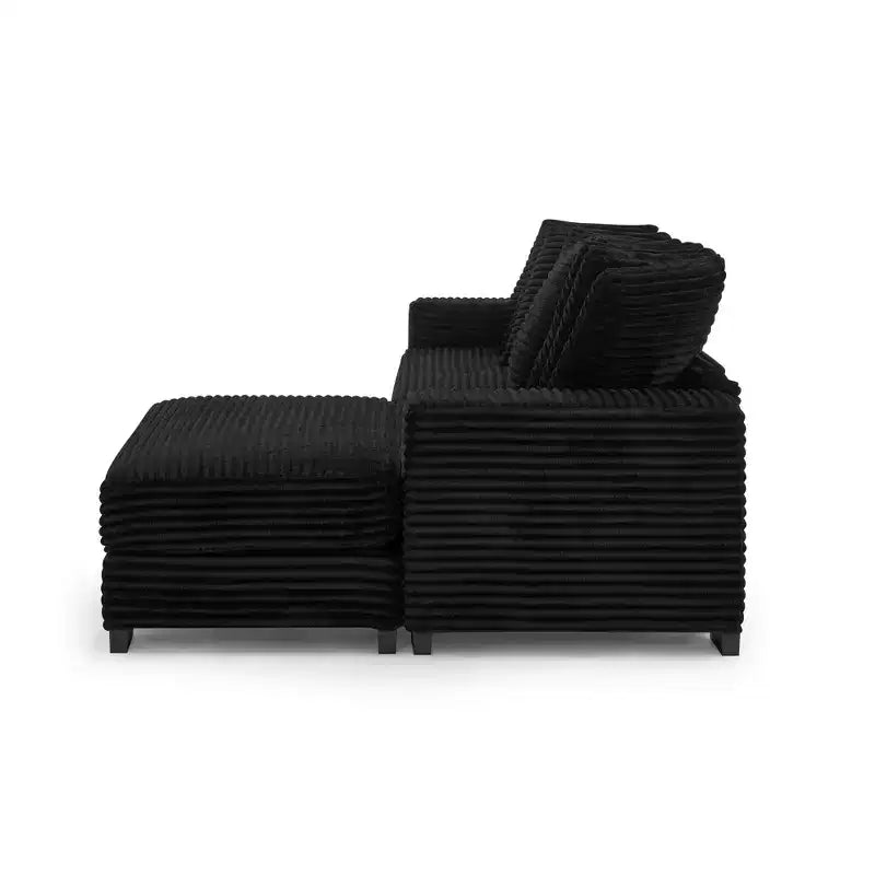 Canapé sectionnel convertible EHMKNP en velours côtelé, canapé modulaire en forme de L avec pouf