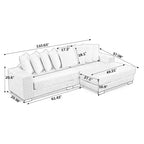 Canapé sectionnel convertible EHMKNP en velours côtelé, canapé modulaire en forme de L avec pouf