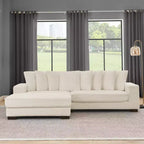 Canapé sectionnel convertible EHMKNP en velours côtelé, canapé modulaire en forme de L avec pouf
