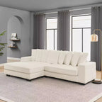 Canapé sectionnel convertible EHMKNP en velours côtelé, canapé modulaire en forme de L avec pouf