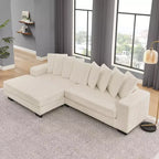 Canapé sectionnel convertible EHMKNP en velours côtelé, canapé modulaire en forme de L avec pouf