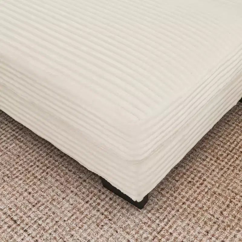 Canapé sectionnel convertible EHMKNP en velours côtelé, canapé modulaire en forme de L avec pouf