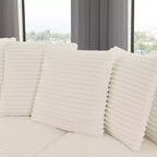 Canapé sectionnel convertible EHMKNP en velours côtelé, canapé modulaire en forme de L avec pouf