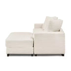 Canapé sectionnel convertible EHMKNP en velours côtelé, canapé modulaire en forme de L avec pouf