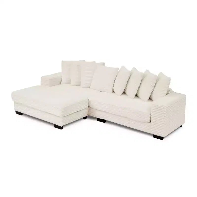 Canapé sectionnel convertible EHMKNP en velours côtelé, canapé modulaire en forme de L avec pouf