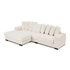 Canapé sectionnel convertible EHMKNP en velours côtelé, canapé modulaire en forme de L avec pouf
