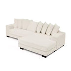 Canapé sectionnel convertible EHMKNP en velours côtelé, canapé modulaire en forme de L avec pouf