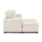Canapé sectionnel convertible EHMKNP en velours côtelé, canapé modulaire en forme de L avec pouf