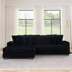 Canapé sectionnel convertible EHMKNP en velours côtelé, canapé modulaire en forme de L avec pouf