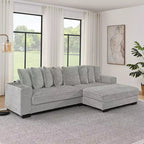 Canapé sectionnel convertible EHMKNP en velours côtelé, canapé modulaire en forme de L avec pouf