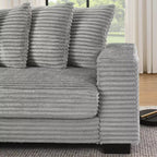 Canapé sectionnel convertible EHMKNP en velours côtelé, canapé modulaire en forme de L avec pouf