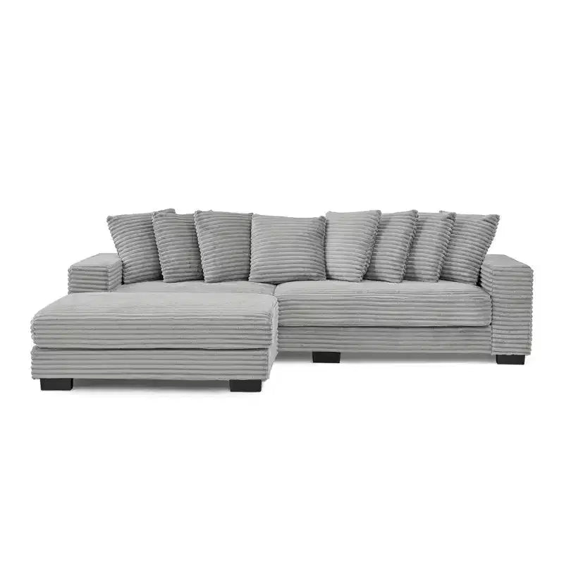 Canapé sectionnel convertible EHMKNP en velours côtelé, canapé modulaire en forme de L avec pouf