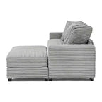 Canapé sectionnel convertible EHMKNP en velours côtelé, canapé modulaire en forme de L avec pouf