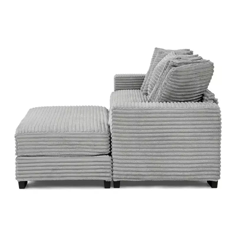 Canapé sectionnel convertible EHMKNP en velours côtelé, canapé modulaire en forme de L avec pouf