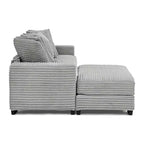 Canapé sectionnel convertible EHMKNP en velours côtelé, canapé modulaire en forme de L avec pouf