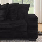 Canapé sectionnel convertible EHMKNP en velours côtelé, canapé modulaire en forme de L avec pouf