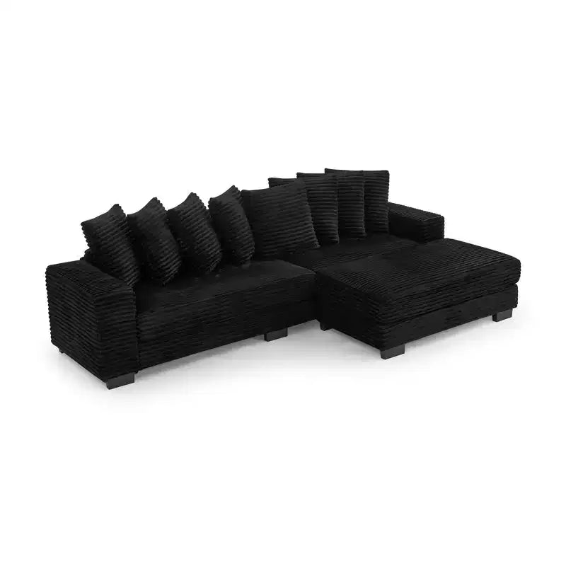 Canapé sectionnel convertible EHMKNP en velours côtelé, canapé modulaire en forme de L avec pouf