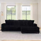 EHMKNP Corduroy Upholstered Sleeper Sectional Sofa, L-Shaped Modular Convertible Sofa with Ottoman