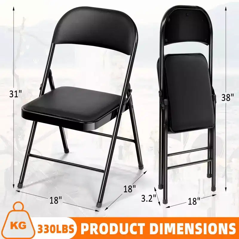 SUGIFT Lot de 6 chaises pliantes rembourrées – Structure en acier durable, revêtement en tissu, pour événements et usage domestique