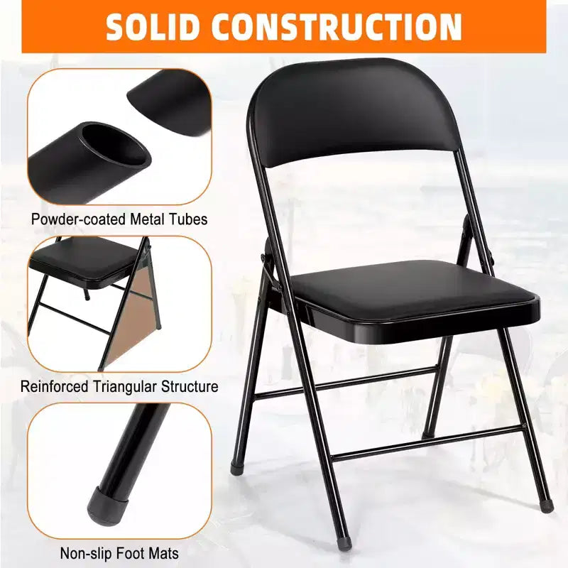SUGIFT Lot de 6 chaises pliantes rembourrées – Structure en acier durable, revêtement en tissu, pour événements et usage domestique
