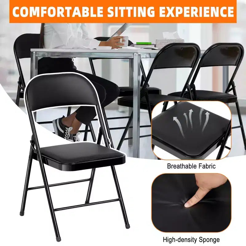 SUGIFT Lot de 6 chaises pliantes rembourrées – Structure en acier durable, revêtement en tissu, pour événements et usage domestique