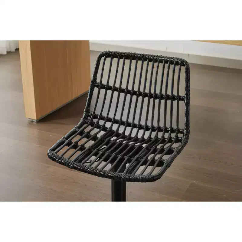 Okak Lot de 2 tabourets de bar pivotants en rotin 24-32", Chaises de comptoir réglables en hauteur avec repose-pieds pour salle à manger et cuisine